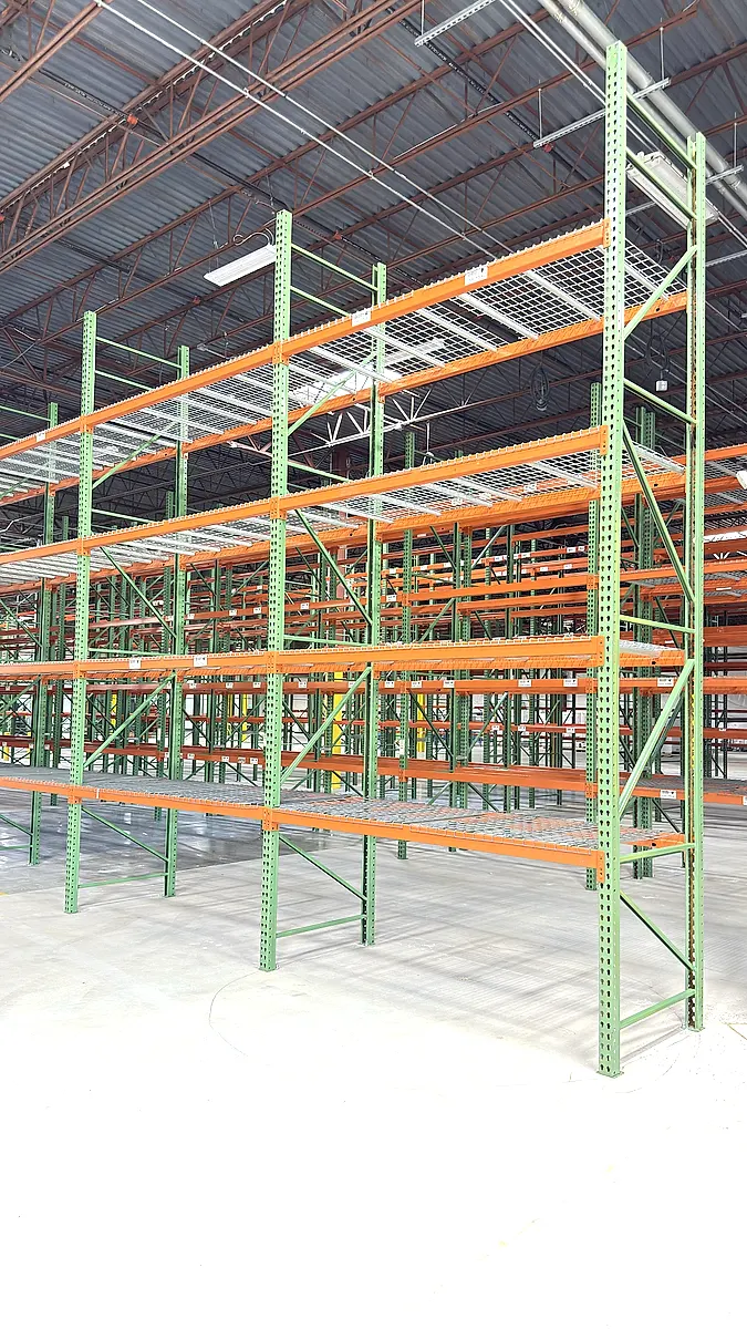 Completed pallet rack bays on an Alliance install
