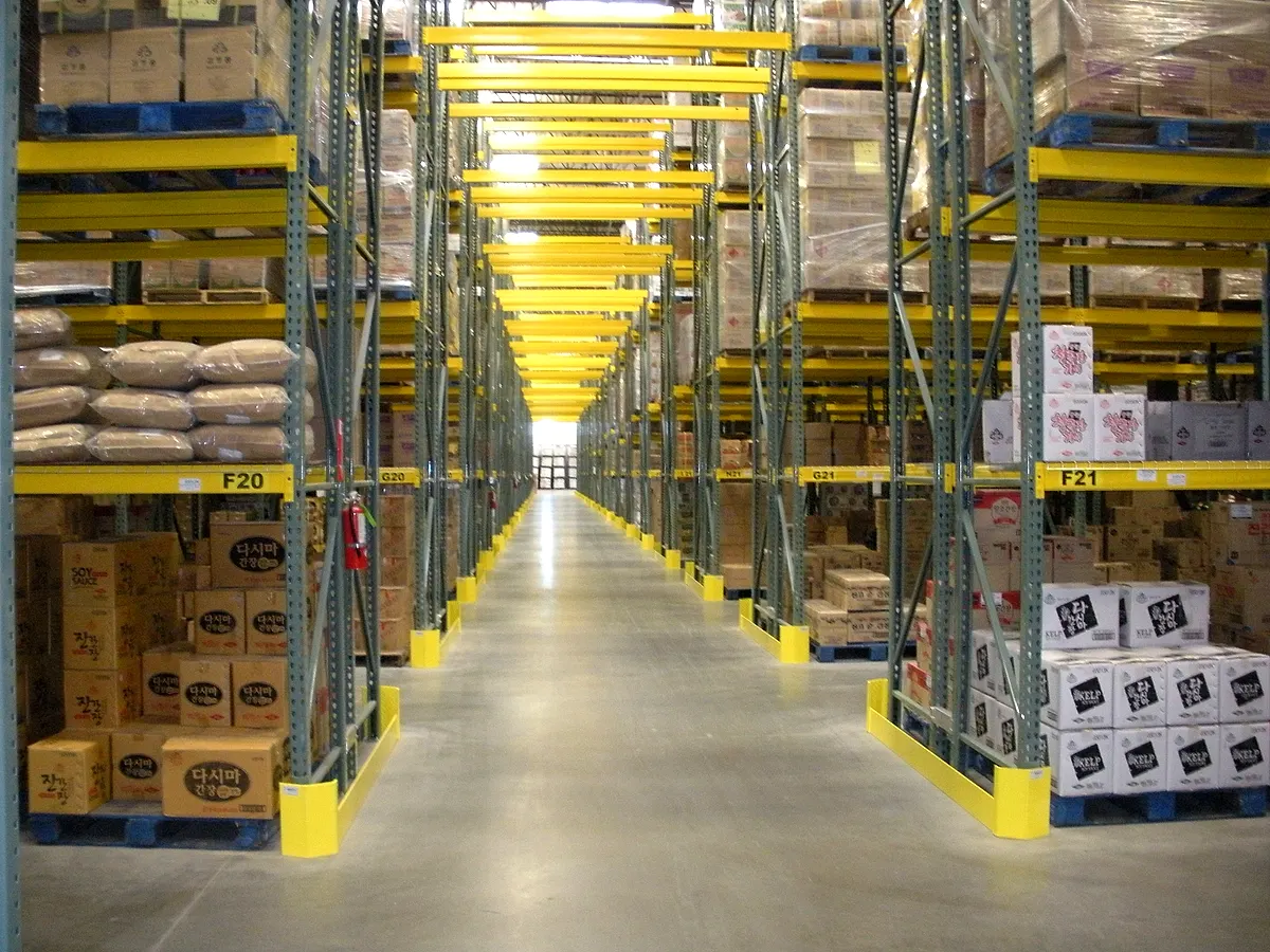 End-of-aisle protection installed on loaded pallet rack