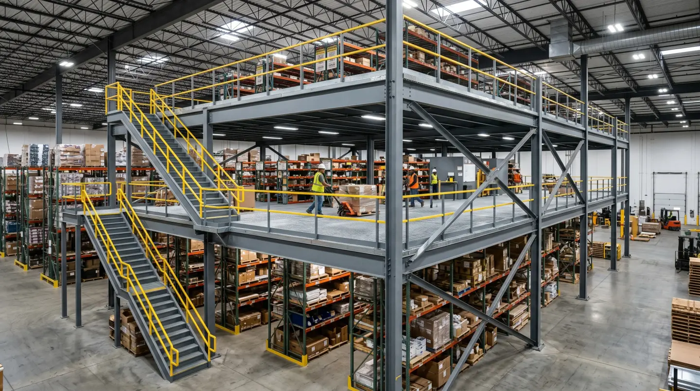 Structural steel mezzanine system installed in a Greater Nashville warehouse