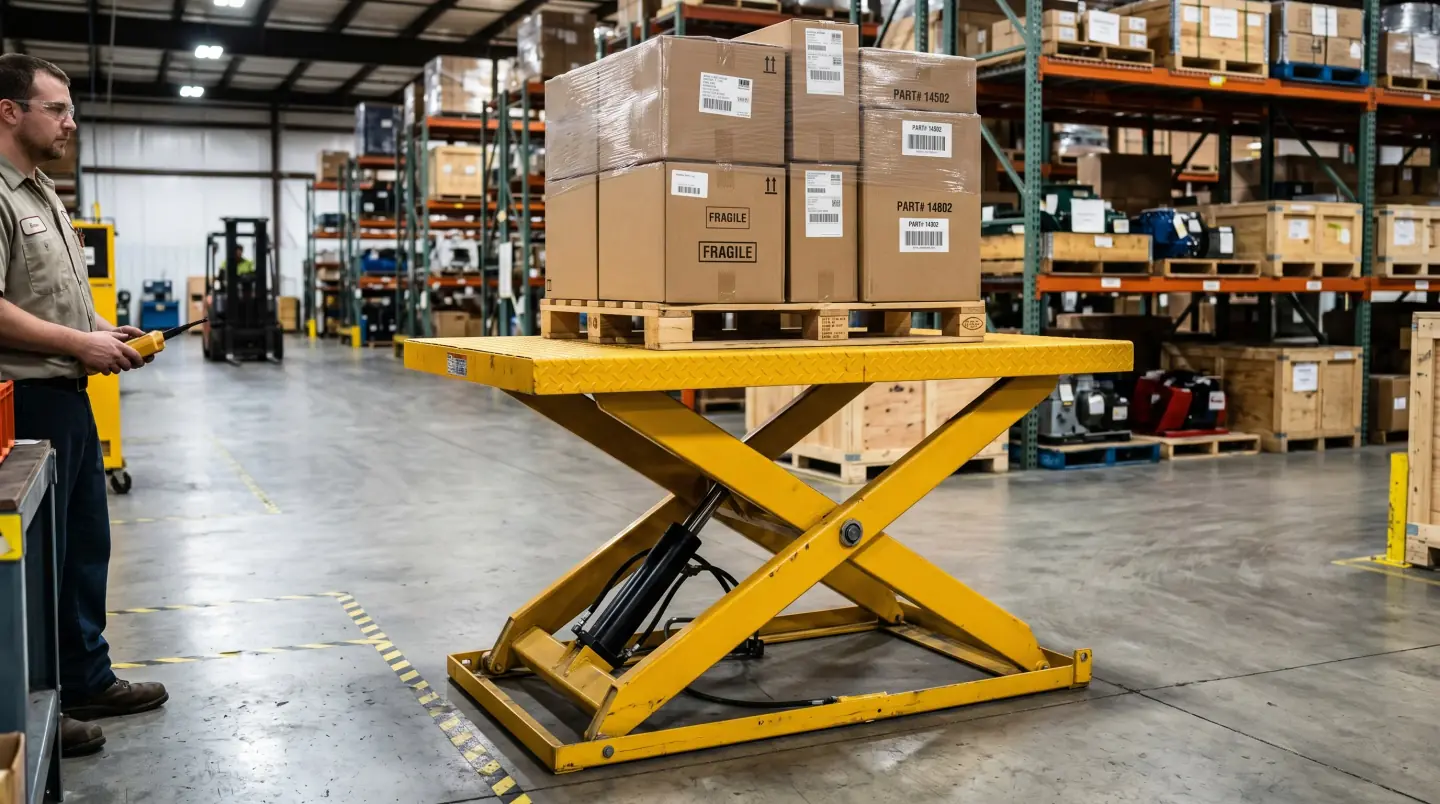 Hydraulic lift table for ergonomic material handling in a Greater Nashville warehouse