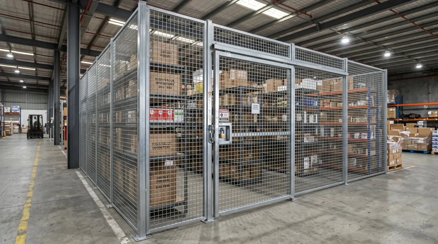 Wire mesh partition system securing inventory in a Greater Nashville warehouse