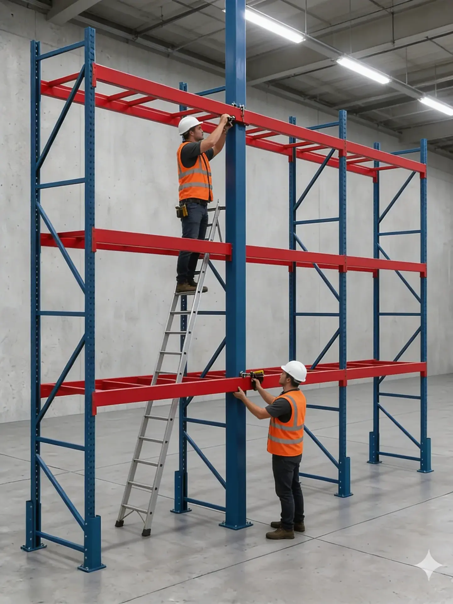 Crew dismantling and reinstalling pallet racking during a Middle Tennessee relocation