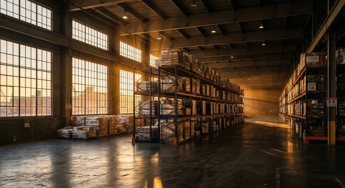 Engineered pallet racking installation in a warehouse
